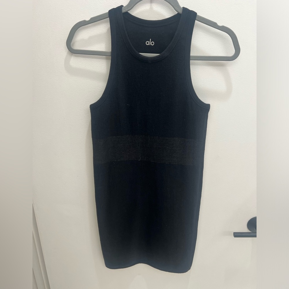Alo Black Seamless Ribbed WARM Nights Dress